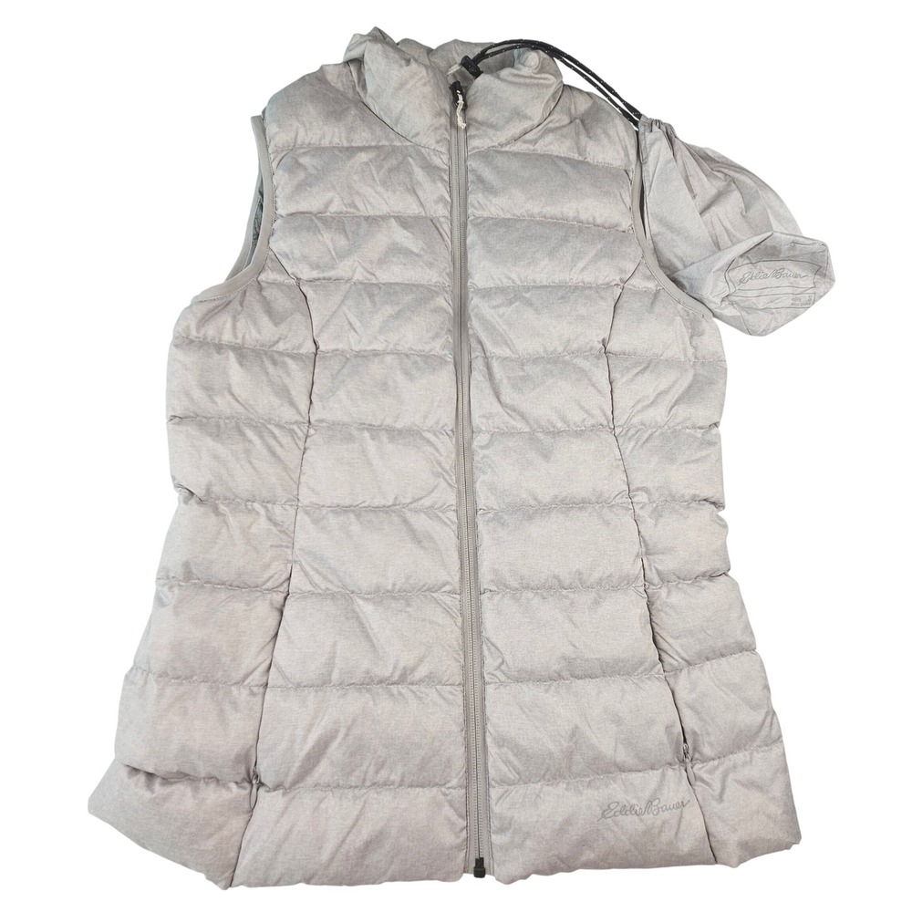 Eddie Bauer EB650 Packable Down Vest Womens Small Grey Quilted Puffer L16FN2633